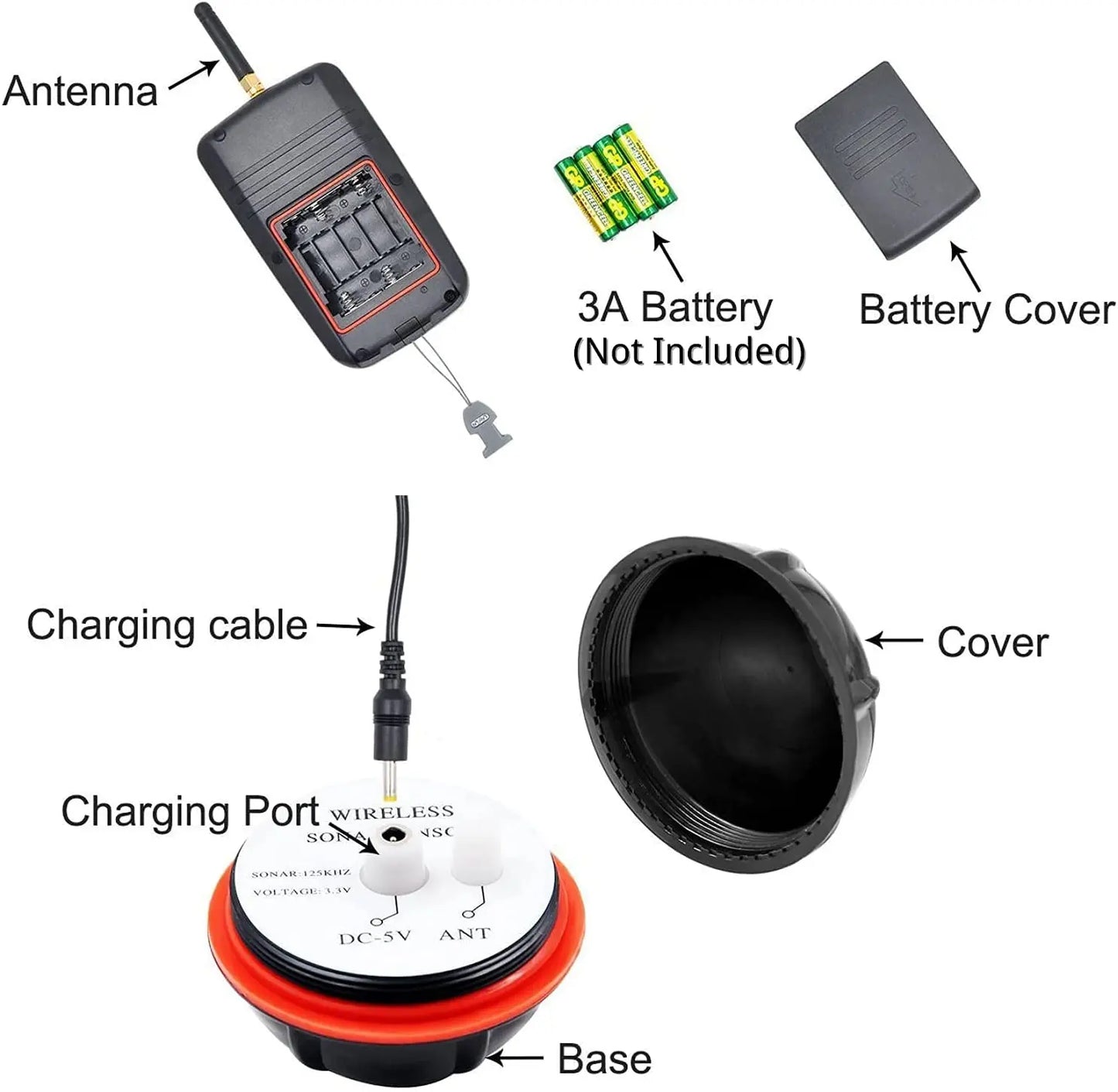 Portable Wireless Sonar Fish Finder – Underwater Echo Sounder & Fishing Alarm Detector for Anglers