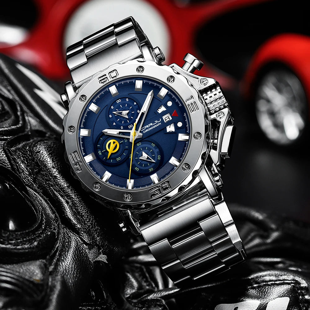 Relogio Masculino CRRJU Sport Chronograph Mens Watches Top Brand Luxury Full Steel Quartz Clock Waterproof Big Dial Watch Men