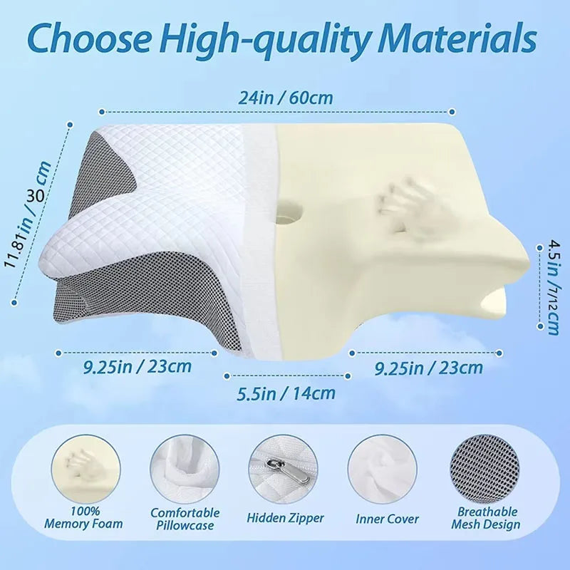 Hot-quality memory foam protection slow rebound pressure reduction butterfly pillow ergonomic horn protection neck pillow