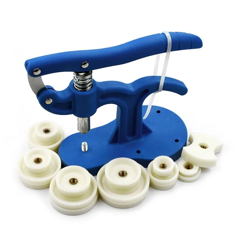 Pressure Repair Press Tool Watch Back Closer Watchmaker tools Case Crystal Glass Hand-tools with 12 plastic dies Accessory