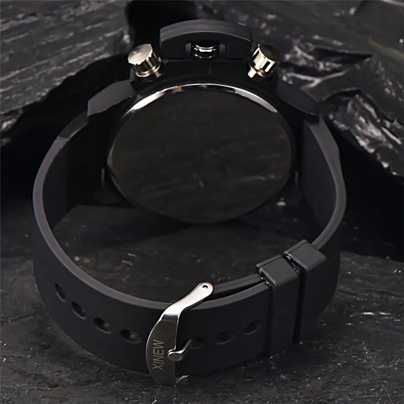 Men's Big Brand Sports Watch – Military Style Quartz Watch with Date, Rubber Band | Casual Gift for Boys & Students