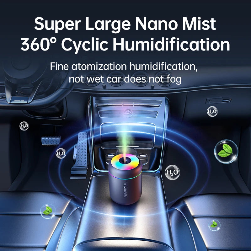 180ML Mini USB Air Humidifier – Electric Aroma Diffuser & Essential Oil Mist Maker with LED Lights for Car, Home, Bedroom