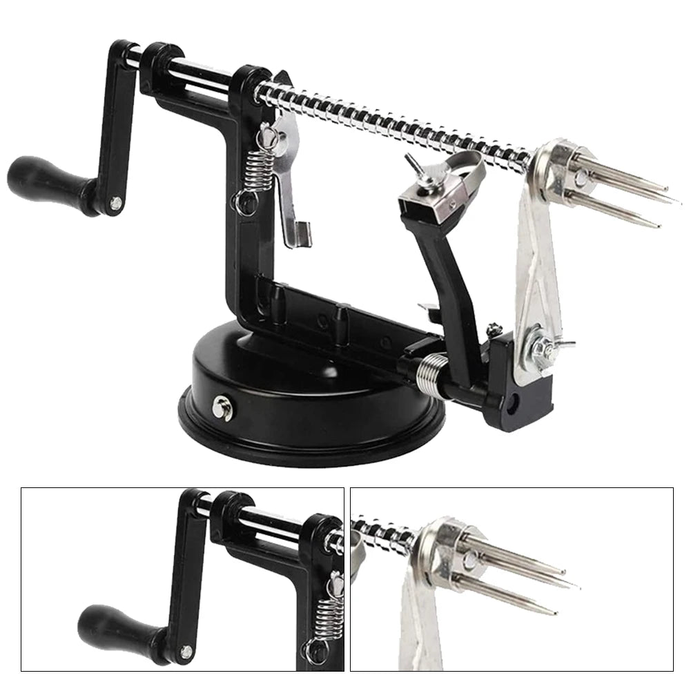 3 in 1 Hand-cranked Fruit Peeler Stainless Steel Potato Apple Peeling Machine with Suction Base for Household Kitchen Gadget