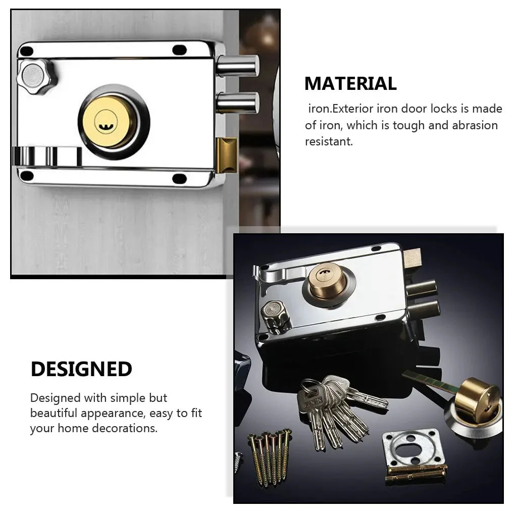 Smooth Lock Antique Front Door Padlock – Heavy-Duty Universal Gear Lock with Key