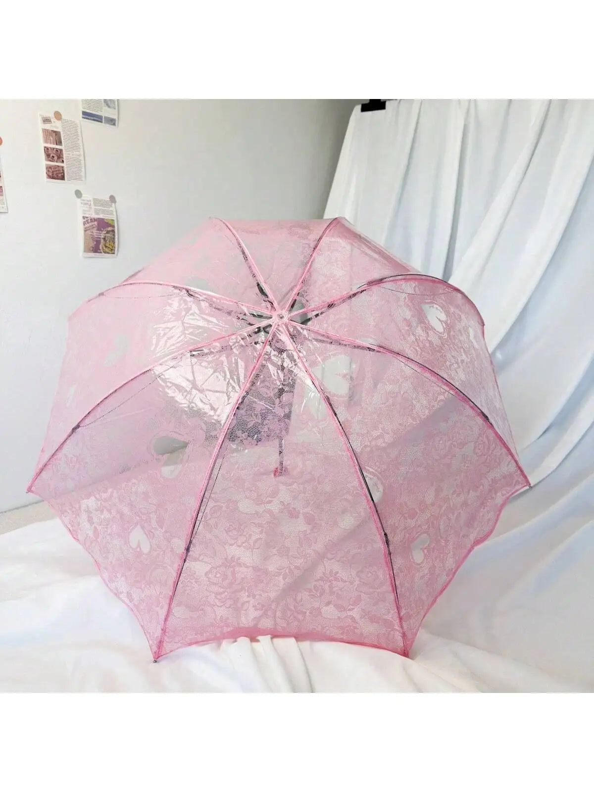 1 trendy edge retro transparent umbrella - three-fold transparent folding umbrella -PVC material, suitable for travel photograph