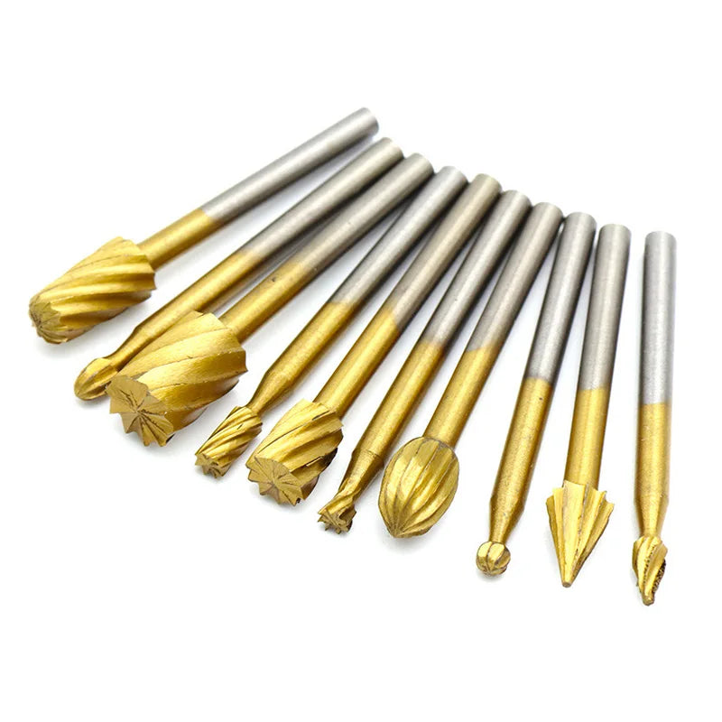 10pcs HSS Router Bits Wood Cutter Milling Fits Dremel Rotary Tool Set 1/8" 3mm Shank Carpentry Router Bits For Rotary Tools DIY