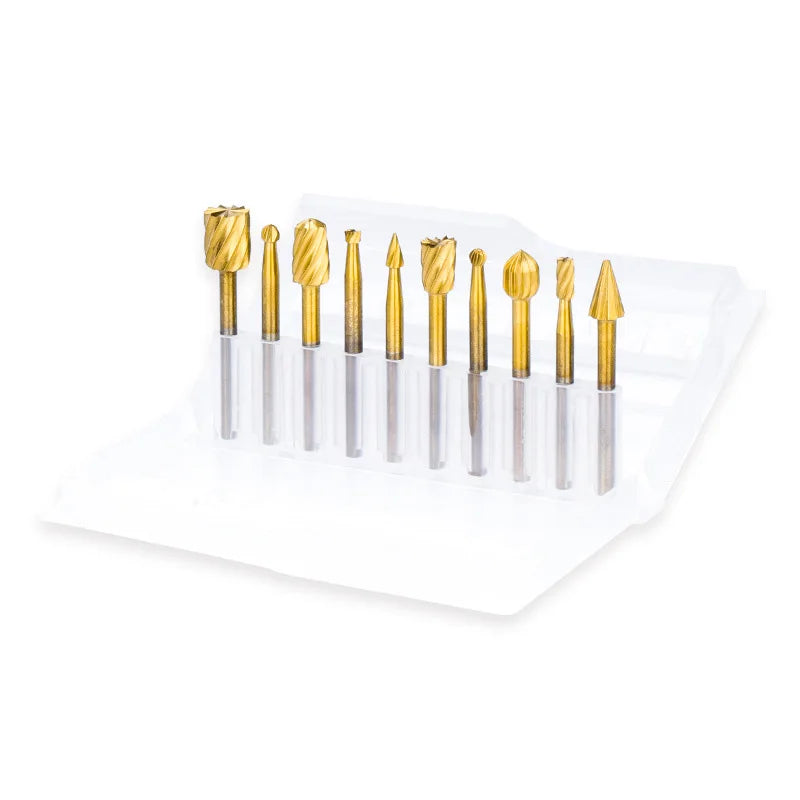 10pcs HSS Router Bits Wood Cutter Milling Fits Dremel Rotary Tool Set 1/8" 3mm Shank Carpentry Router Bits For Rotary Tools DIY