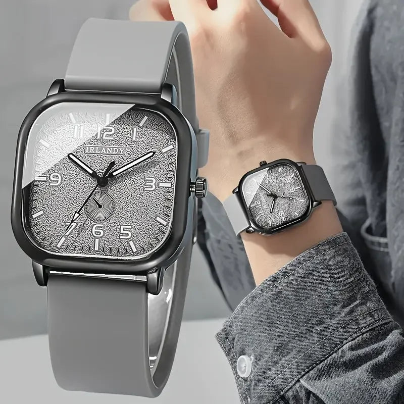 Fashion Square Women's Watch Casual Silicone Strap Quartz Watches Sports Wristwatch For Men Women Students(Without Box)