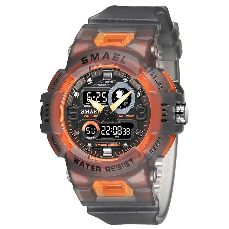 SMAEL8063 Digital Watch LED 50m Waterproof Military Wristwatch Male Clocks Mens Watches Stopwatches Alarm Clock Sport Watches
