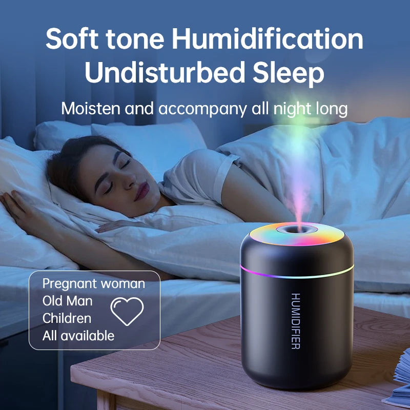 180ML Mini USB Air Humidifier – Electric Aroma Diffuser & Essential Oil Mist Maker with LED Lights for Car, Home, Bedroom