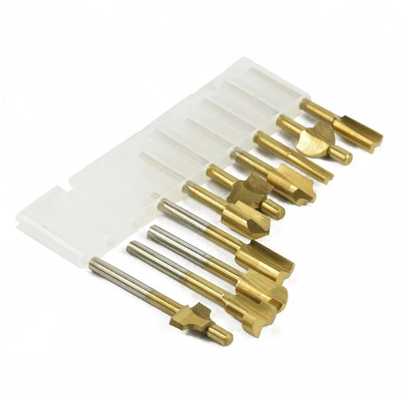 10pcs HSS Router Bits Wood Cutter Milling Fits Dremel Rotary Tool Set 1/8" 3mm Shank Carpentry Router Bits For Rotary Tools DIY