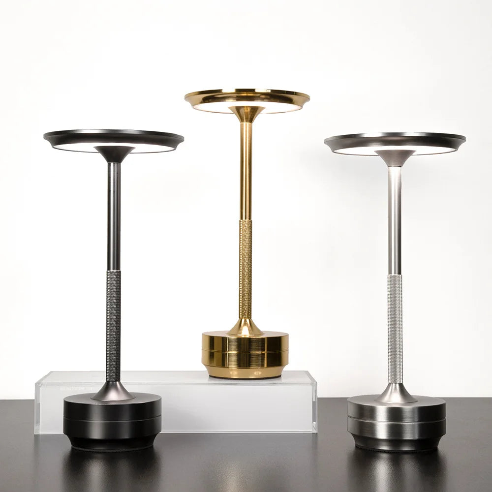 Rechargeable Alloy Table Lamp for Bedroom Wireless Touch Lamp Camping Candle Creative Desk Lamp USB-C Charging 2400mAh