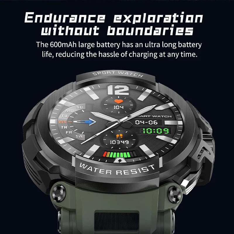 2025 New Men's Smartwatch – 1.5" HD Display, Military-Grade, Bluetooth Call, IP68 Waterproof, 100 Sport Modes, 600mAh Battery