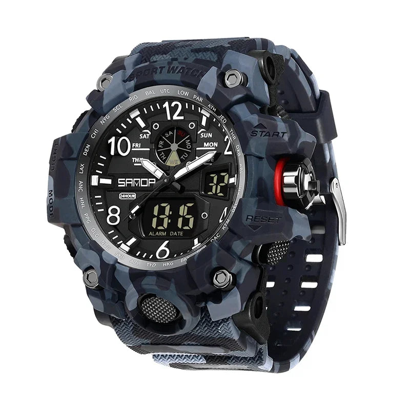 SANDA 3358Outdoor Electron Male Wristwatch Display Quartz Men Clock Sports Military Mens Watch Camouflage LED Digital Watch