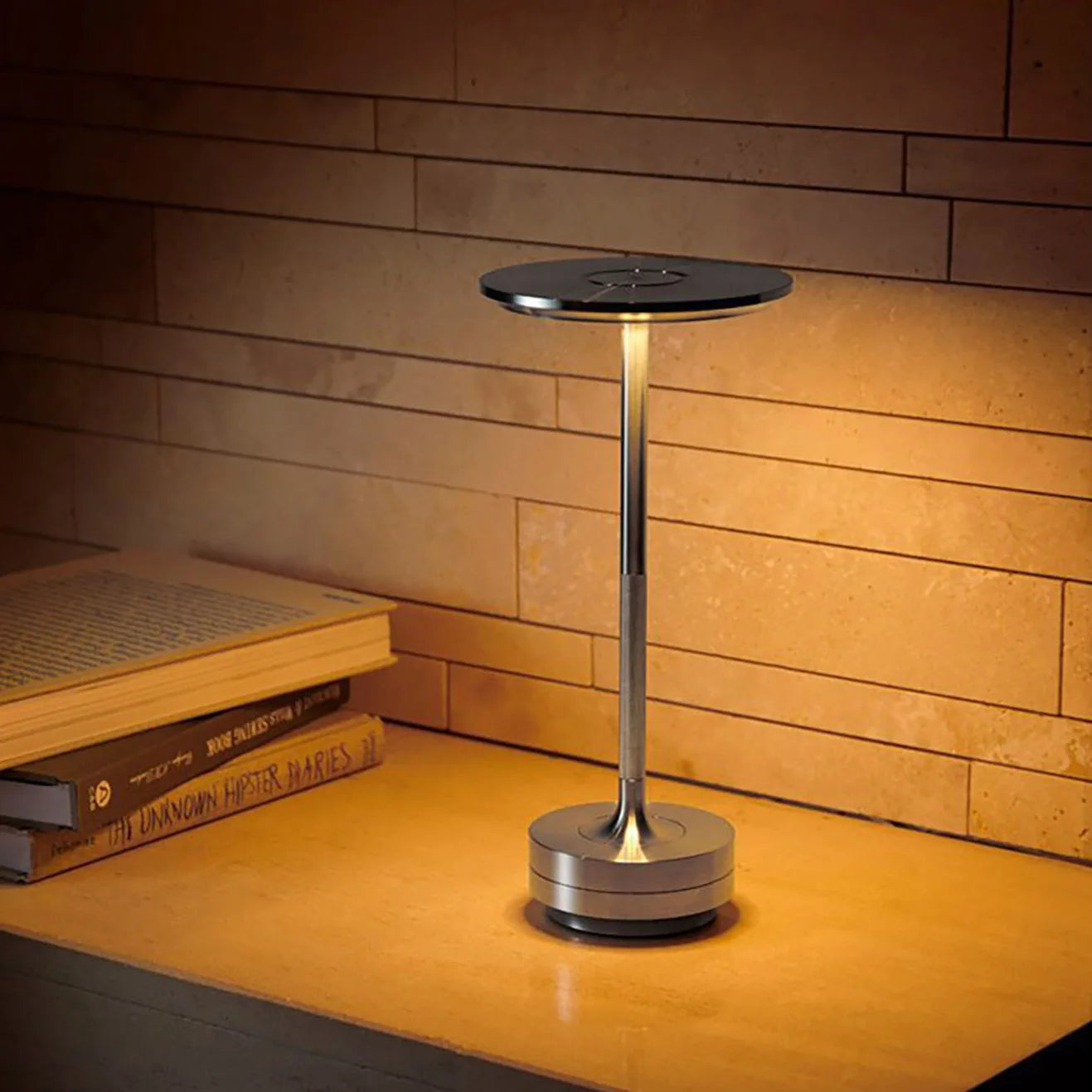 Rechargeable Alloy Table Lamp for Bedroom Wireless Touch Lamp Camping Candle Creative Desk Lamp USB-C Charging 2400mAh