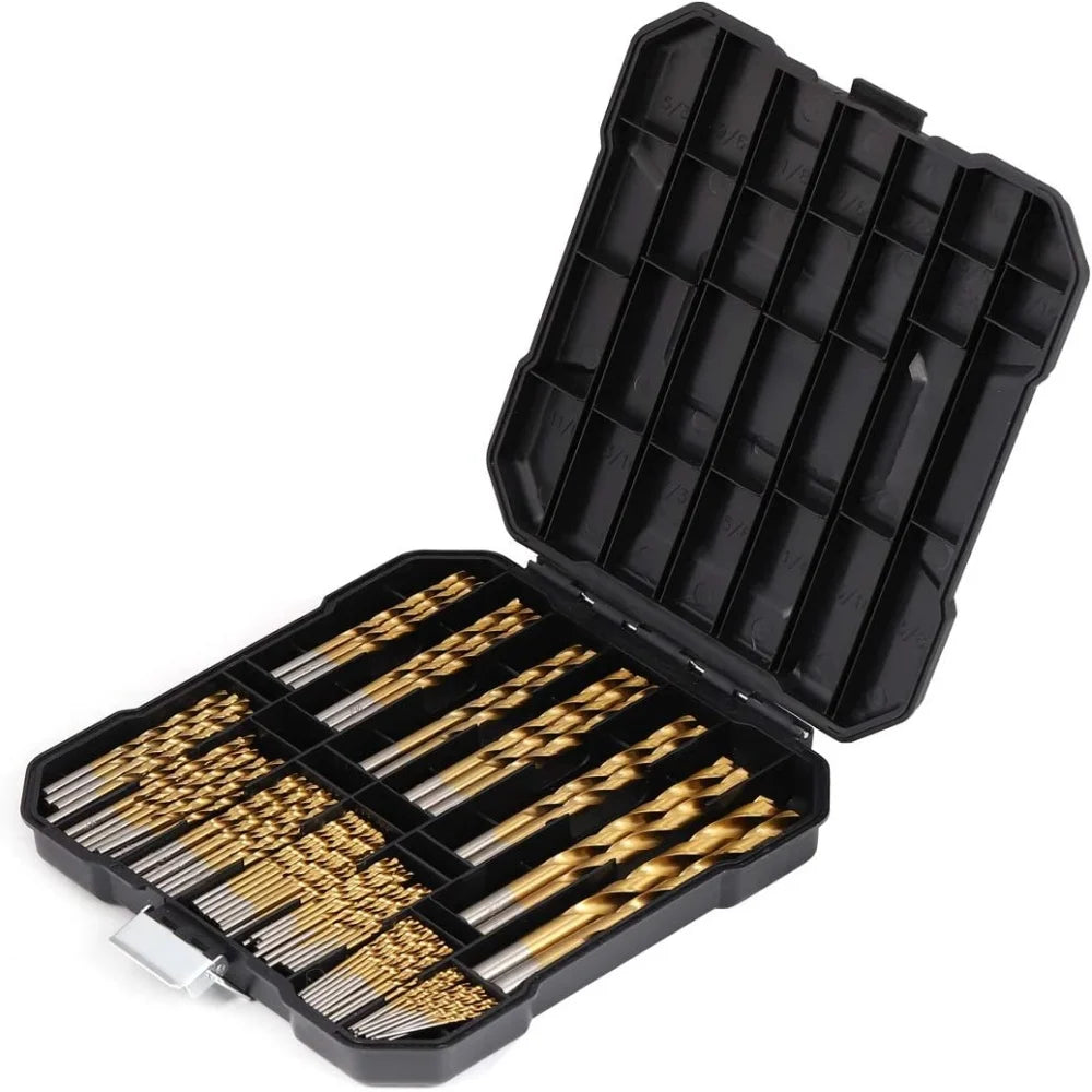 99 Pcs1.5mm-10mm Titanium Drill Bit Set for Steel Wood Plastic, Metal Copper Aluminum Alloy with Storage Case