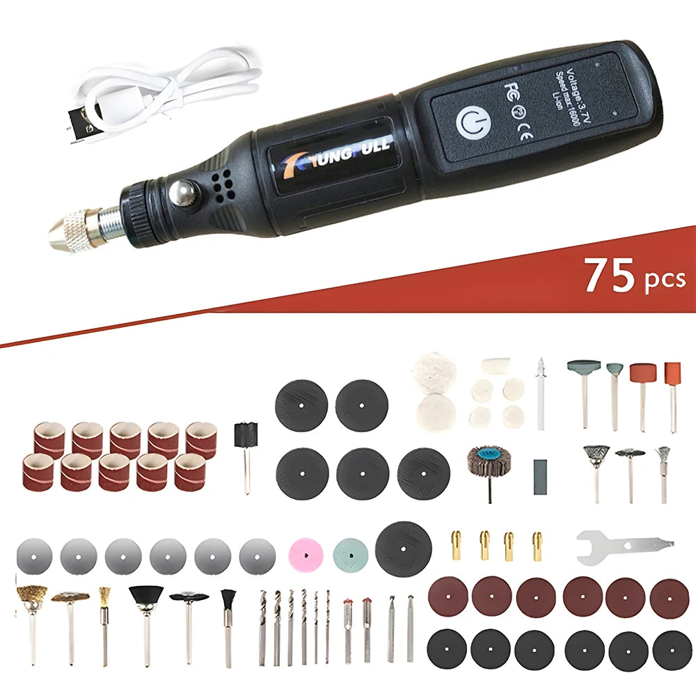 Mini USB Electric Drill – Wireless Handheld Rotary Tool for Wood, Metal, Glass