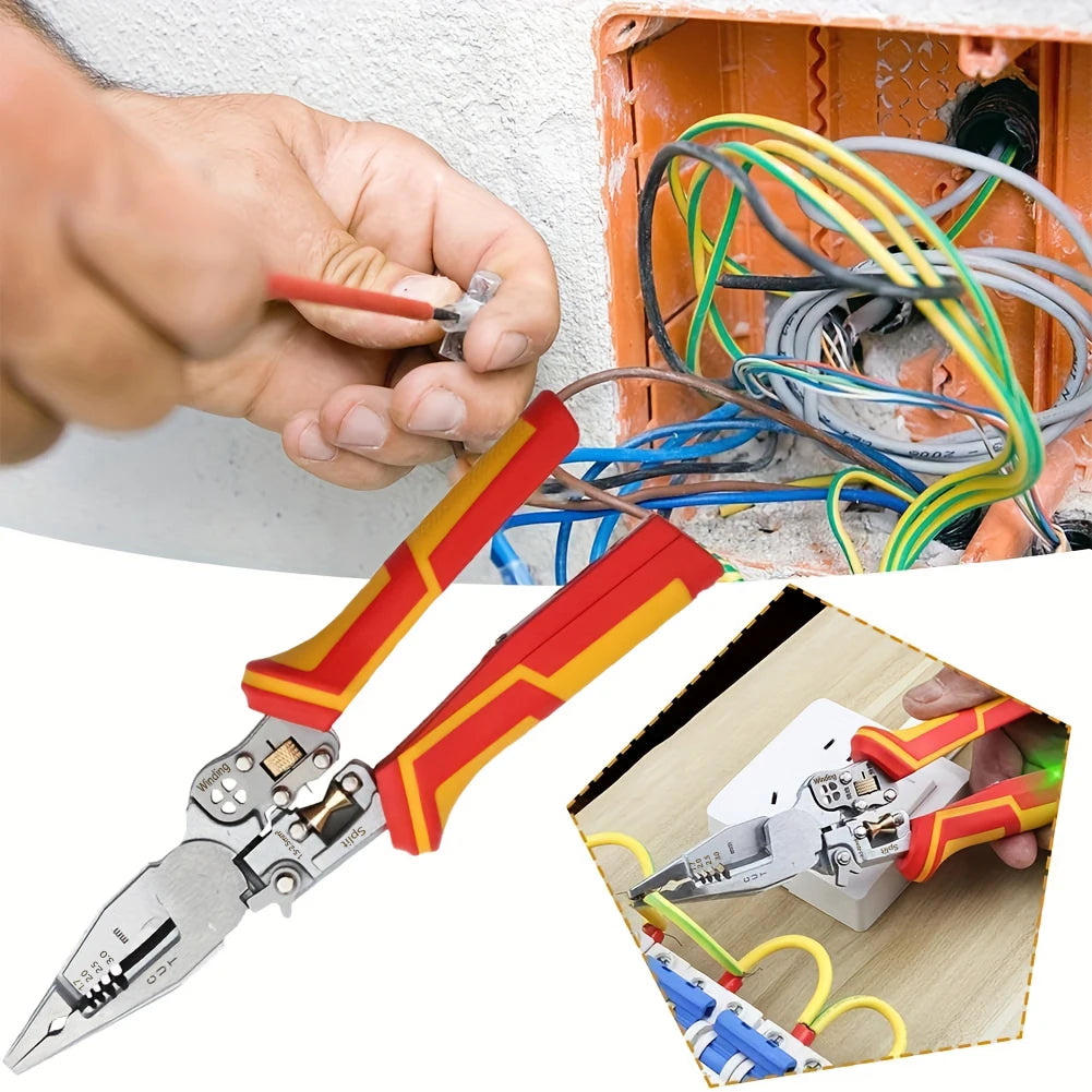 9-In-1 Stripping Pliers with Voltage Tester Versatile Wire Stripping Pliers With Electricity Measurement Cutting Crimping Pliers