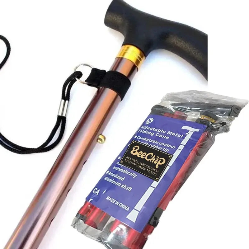 Adjustable Telescopic Folding Walking Stick – Non-Slip Aluminum Alloy Hiking Crutch for Elderly