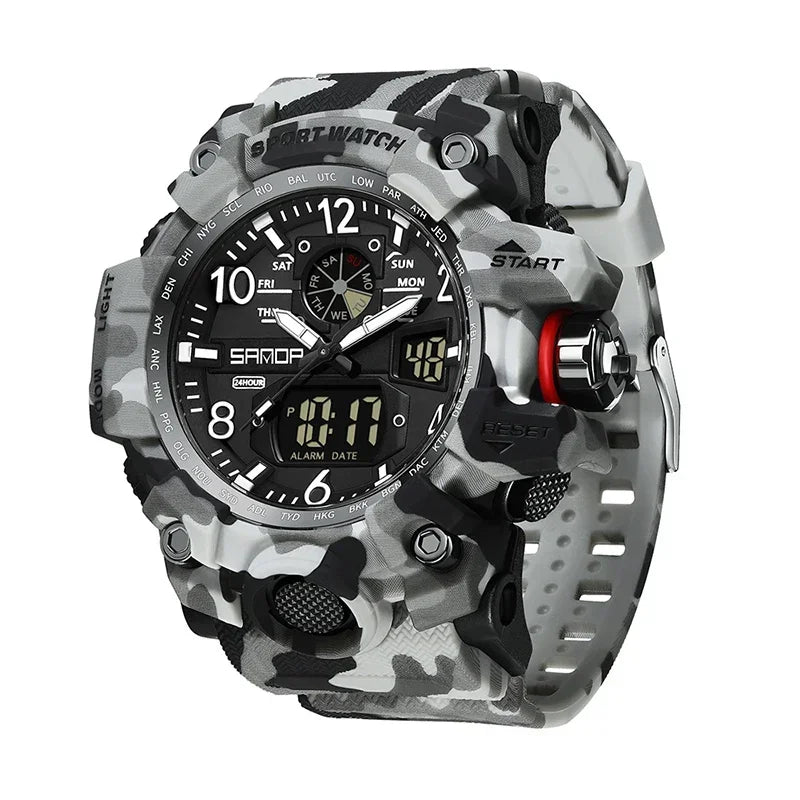 SANDA 3358Outdoor Electron Male Wristwatch Display Quartz Men Clock Sports Military Mens Watch Camouflage LED Digital Watch