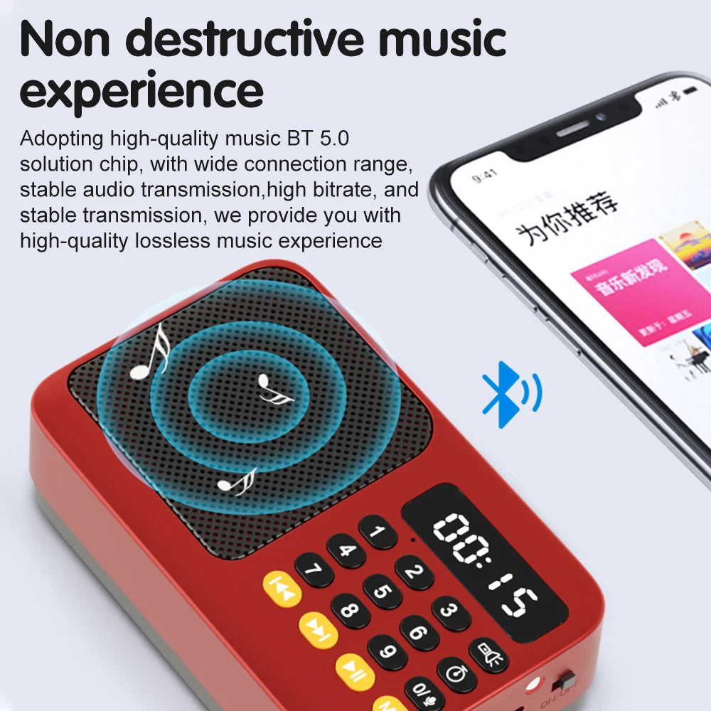 Portable Radio Music Player Handheld Rechargeable Digital FM USB TF MP3 Player Speaker Devices Supplies With LED Display Radio 