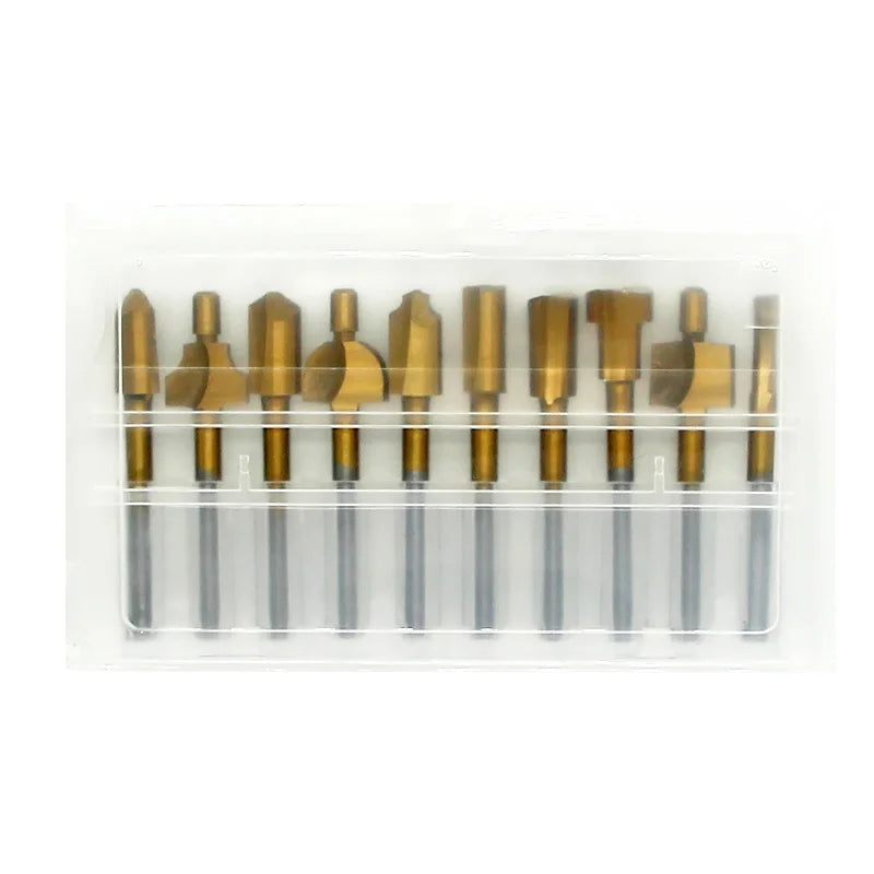 10pcs HSS Router Bits Wood Cutter Milling Fits Dremel Rotary Tool Set 1/8" 3mm Shank Carpentry Router Bits For Rotary Tools DIY