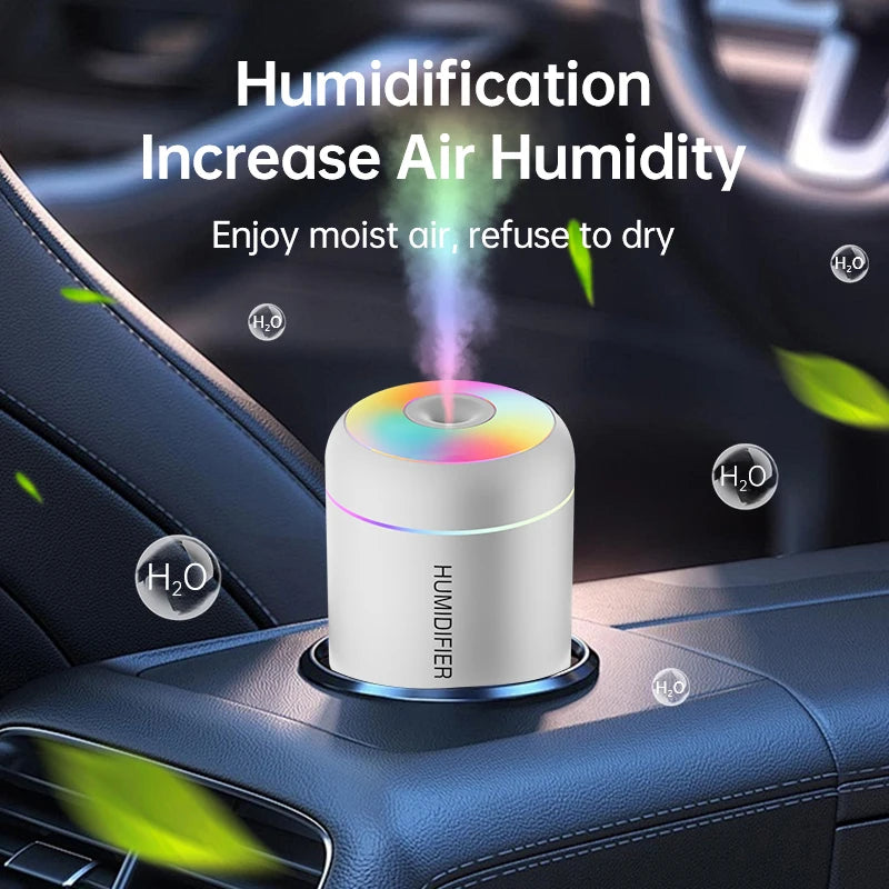 180ML Mini USB Air Humidifier – Electric Aroma Diffuser & Essential Oil Mist Maker with LED Lights for Car, Home, Bedroom