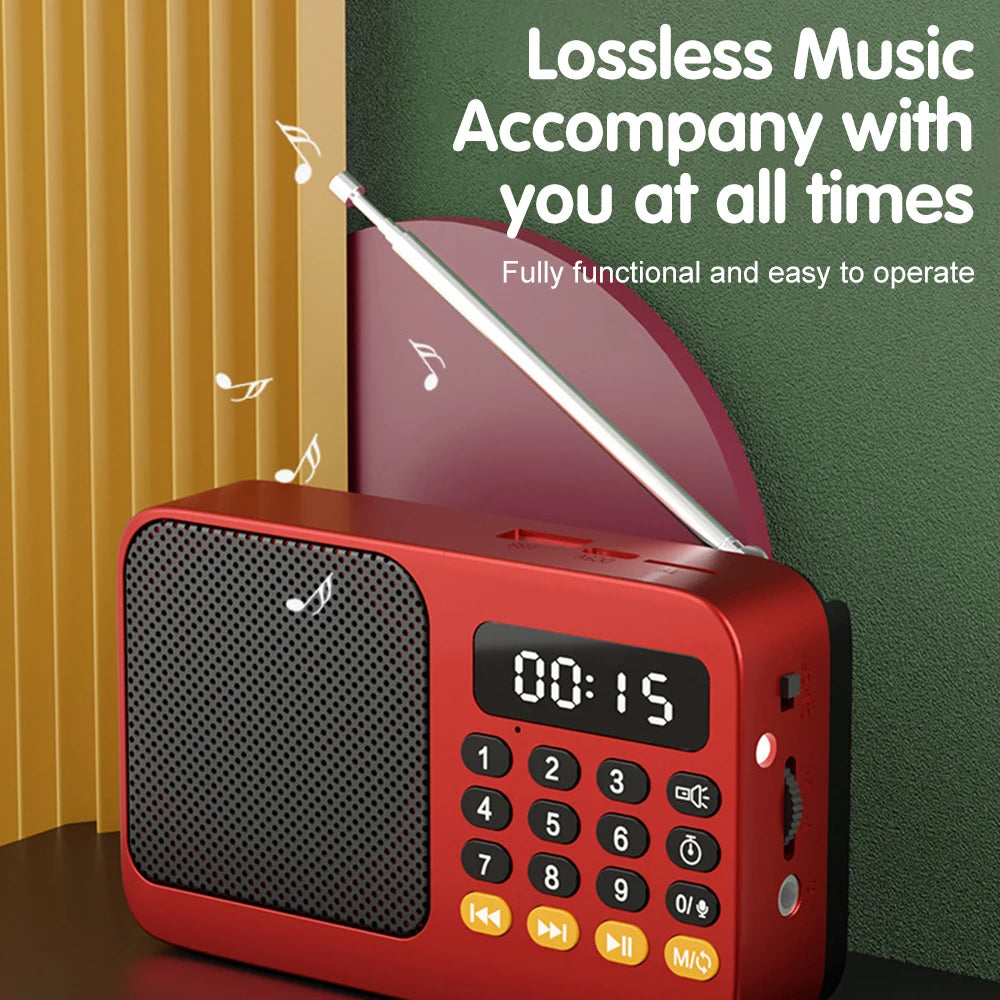 Portable Radio Music Player Handheld Rechargeable Digital FM USB TF MP3 Player Speaker Devices Supplies With LED Display Radio 