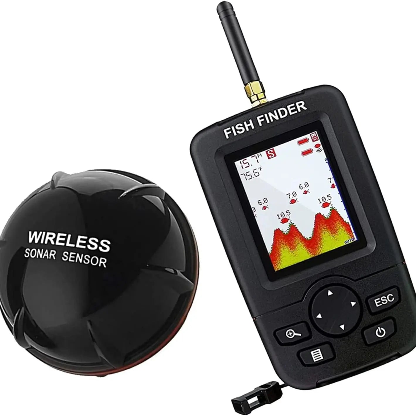Portable Wireless Sonar Fish Finder – Underwater Echo Sounder & Fishing Alarm Detector for Anglers