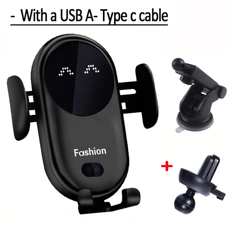30W Wireless Car Charger & Phone Mount – Fast Charging, Intelligent Infrared Sensor, 360° Rotation
