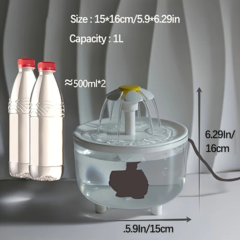 1L USB Electric Pet Water Fountain – Automatic Cat Drinking Bowl with Filter, Silent Dispenser for Cats & Small Pets