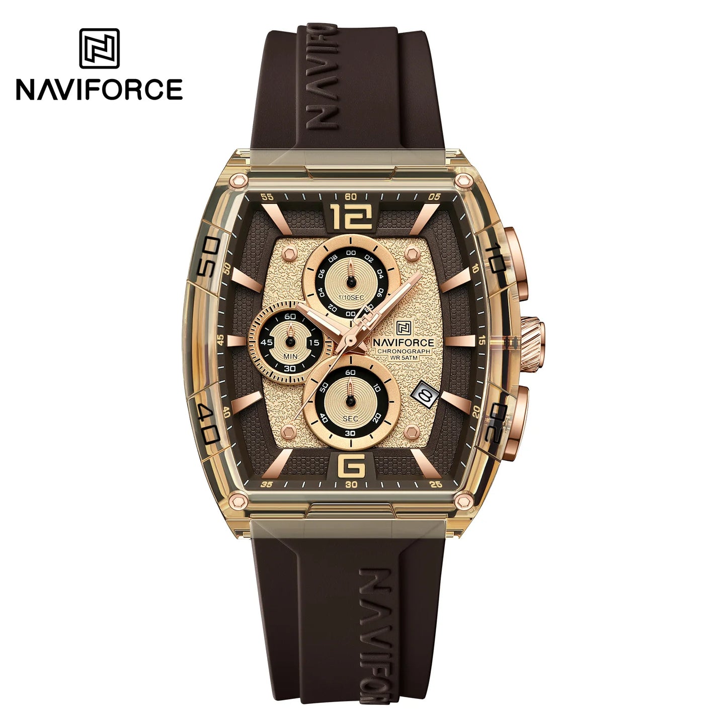 Casual Men’s Quartz Watch – Tonneau Dial with Luminous Display, Waterproof Silicone Strap | Outdoor Sports Fashion Watch