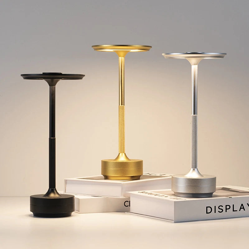 Rechargeable Alloy Table Lamp for Bedroom Wireless Touch Lamp Camping Candle Creative Desk Lamp USB-C Charging 2400mAh
