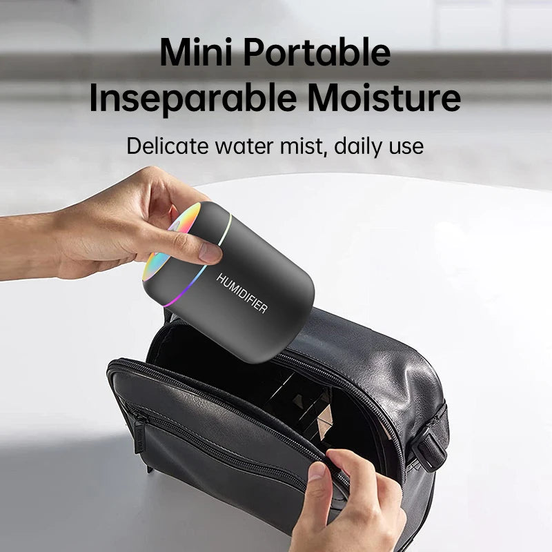 180ML Mini USB Air Humidifier – Electric Aroma Diffuser & Essential Oil Mist Maker with LED Lights for Car, Home, Bedroom