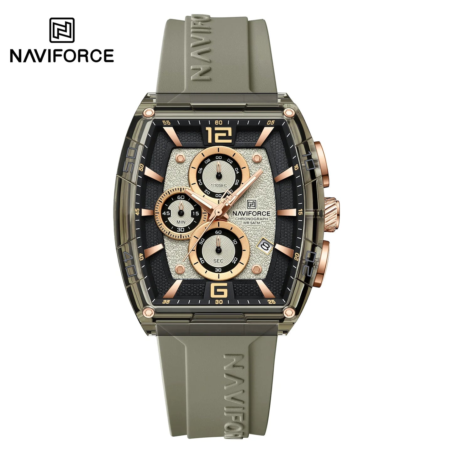 Casual Men’s Quartz Watch – Tonneau Dial with Luminous Display, Waterproof Silicone Strap | Outdoor Sports Fashion Watch