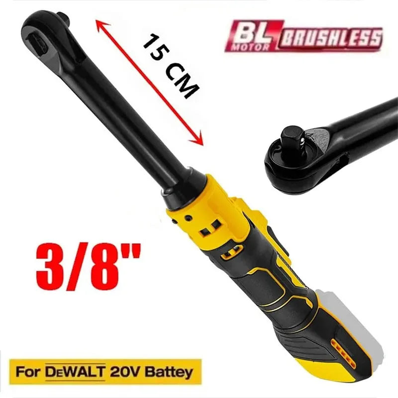 Cordless Ratchet Wrench Upgraded Extended Head Removal Screw Nut 220N.m 3/8" Electric Driver Power Tools for Dewalt 20V Battery
