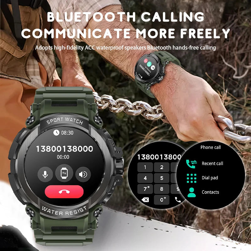 2025 New Men's Smartwatch – 1.5" HD Display, Military-Grade, Bluetooth Call, IP68 Waterproof, 100 Sport Modes, 600mAh Battery