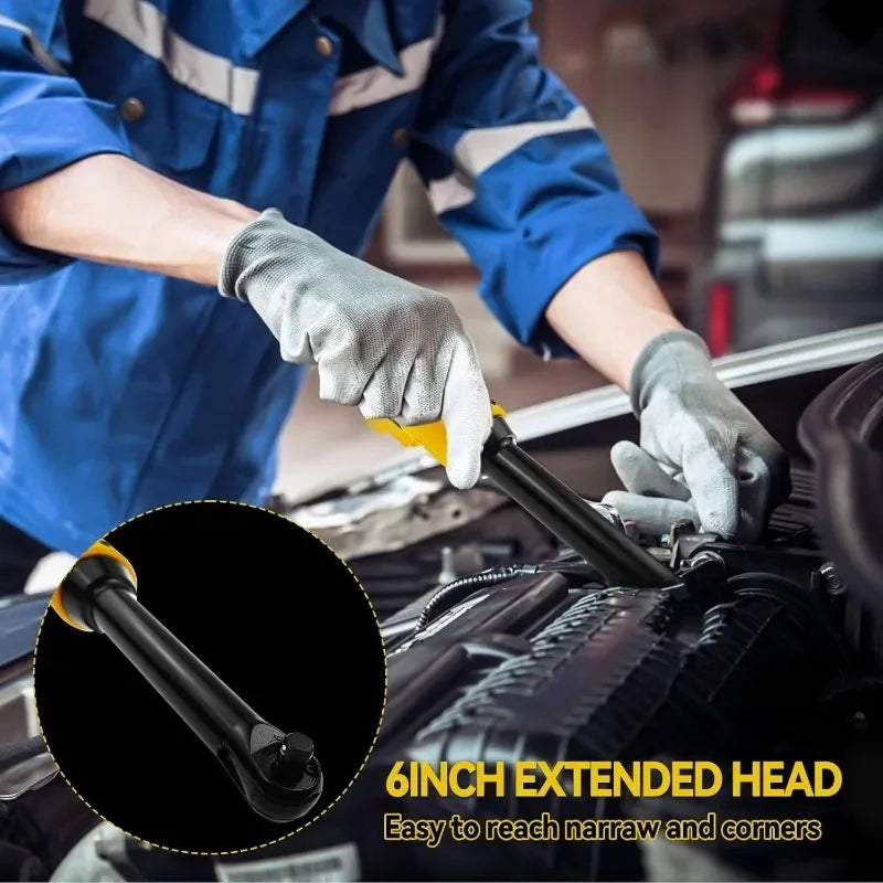 Cordless Ratchet Wrench Upgraded Extended Head Removal Screw Nut 220N.m 3/8" Electric Driver Power Tools for Dewalt 20V Battery
