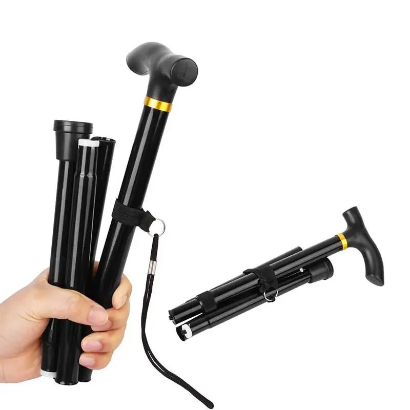 Adjustable Telescopic Folding Walking Stick – Non-Slip Aluminum Alloy Hiking Crutch for Elderly