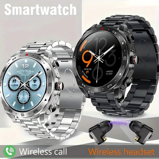 2-in-1 Smart Watch with TWS Bluetooth Earphones – HiFi 9D Sound, Bluetooth Calling, Sports Fitness Tracker for Men & Women