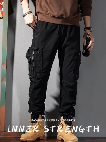 High Street Retro Multi-Pocket Overalls - Men's Fashion Brand Loose Wide-Legged Straight Casual Trousers