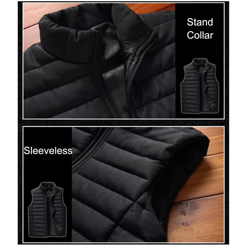 Aiwetin Men' Sleeveless Vest Jackets Winter Fashion Male Cotton-Padded Vest Coats Men Stand Collar Warm Waistcoats Clothing 5XL