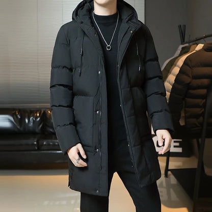 New Winter Fashion Youth Middle And Long Clothes Men'S Korean Version Popular Bread Down Cotton Thickened Warm Coat Boy