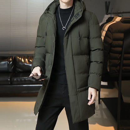 New Winter Fashion Youth Middle And Long Clothes Men'S Korean Version Popular Bread Down Cotton Thickened Warm Coat Boy