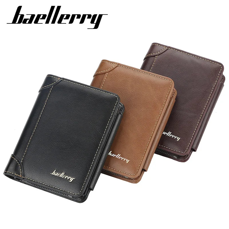 New PU Leather Men Wallets High Quality Zipper Short Desigh Card Holder Male Purse Vintage Coin Holder Men Wallets