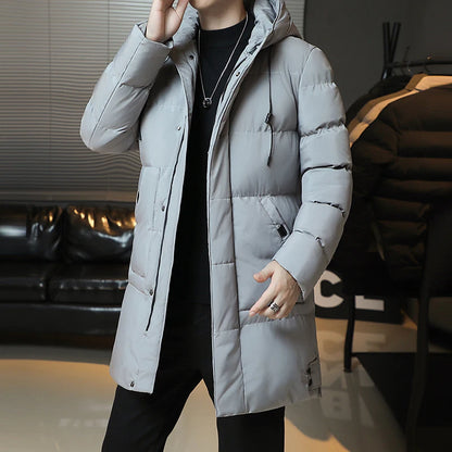 New Winter Fashion Youth Middle And Long Clothes Men'S Korean Version Popular Bread Down Cotton Thickened Warm Coat Boy