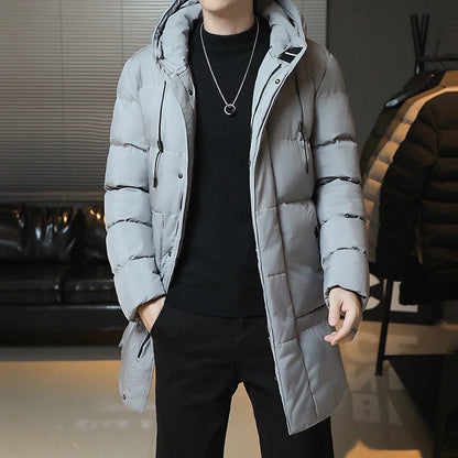 New Winter Fashion Youth Middle And Long Clothes Men'S Korean Version Popular Bread Down Cotton Thickened Warm Coat Boy