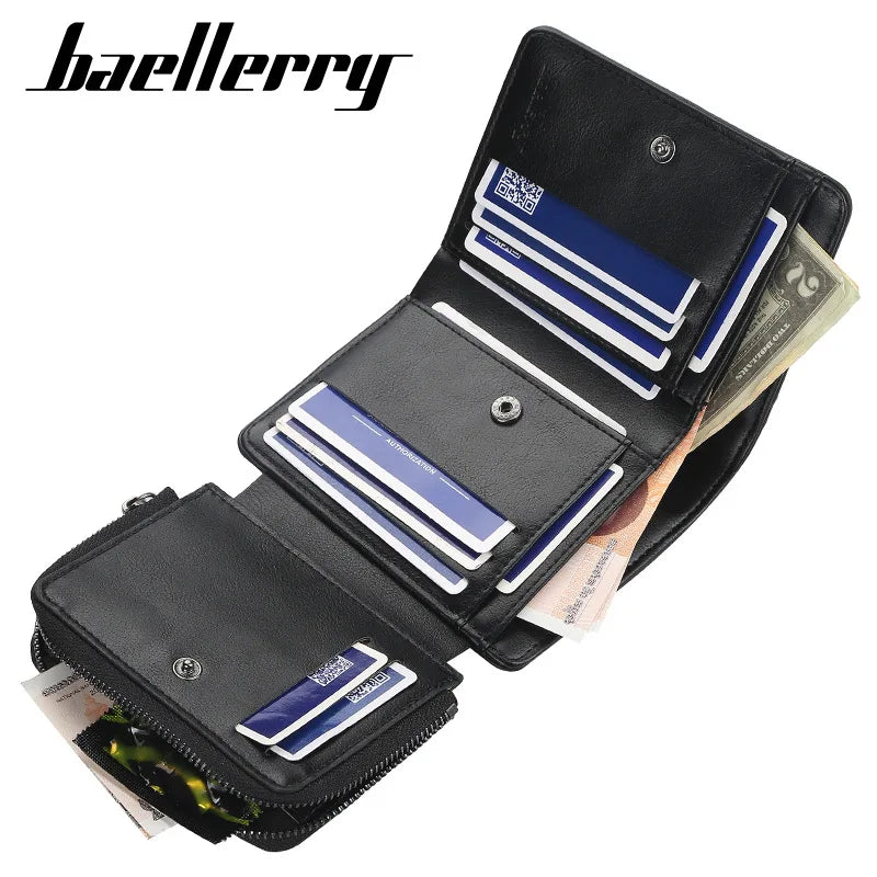 New PU Leather Men Wallets High Quality Zipper Short Desigh Card Holder Male Purse Vintage Coin Holder Men Wallets