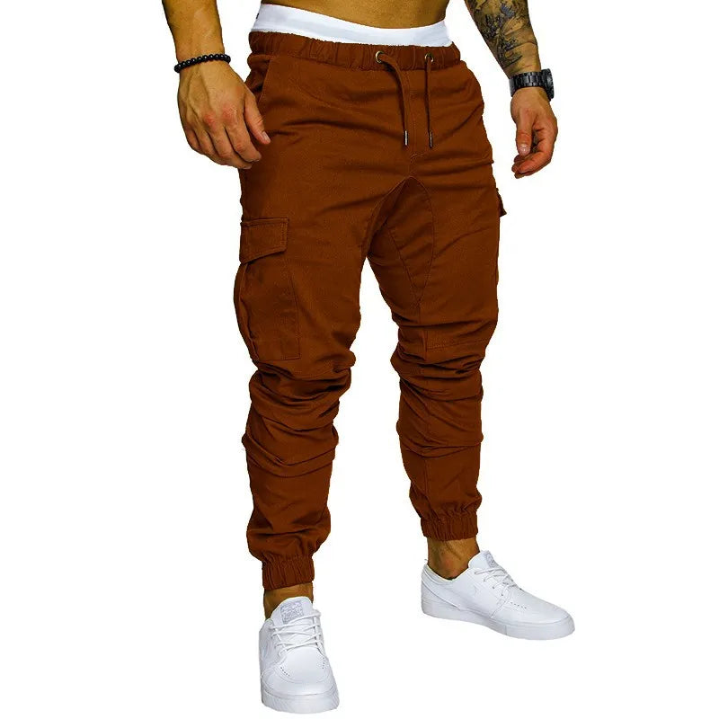 Men's Overalls, Multi-pocket Micro-elastic Sports Casual Fitness Leggings Trousers Joggers Men  Cargo Pants Men