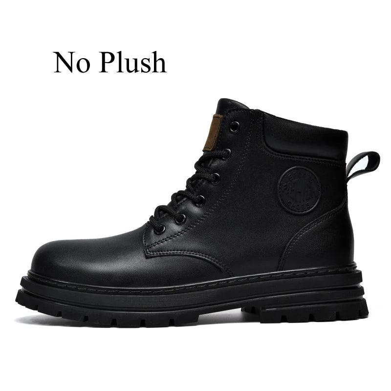 Big Size 49 50 51 Winter Black Leather Boots Men Women Couples Fashion Ankle Boot